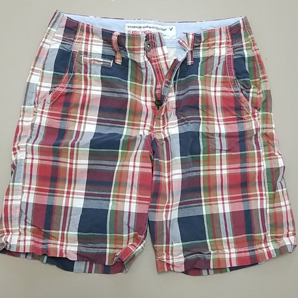 American Eagle Classic Length plaid shorts